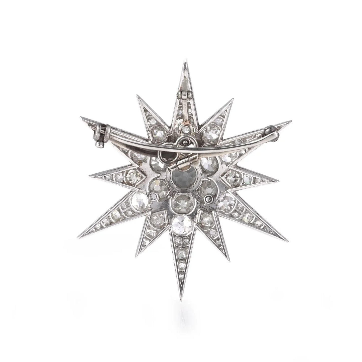 Victorian 9 Carat Gold And Silver Old Cut Diamond Star Brooch 5 CT's of Diamonds