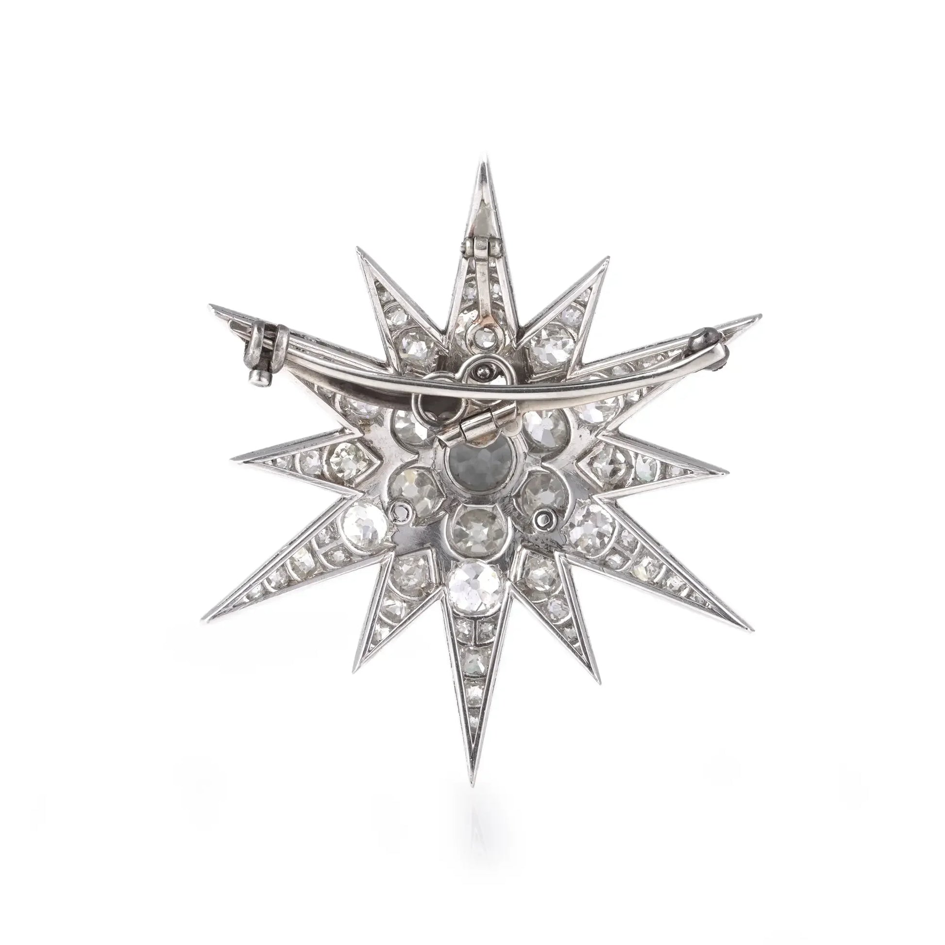 Victorian 9 Carat Gold And Silver Old Cut Diamond Star Brooch 5 CT's of Diamonds