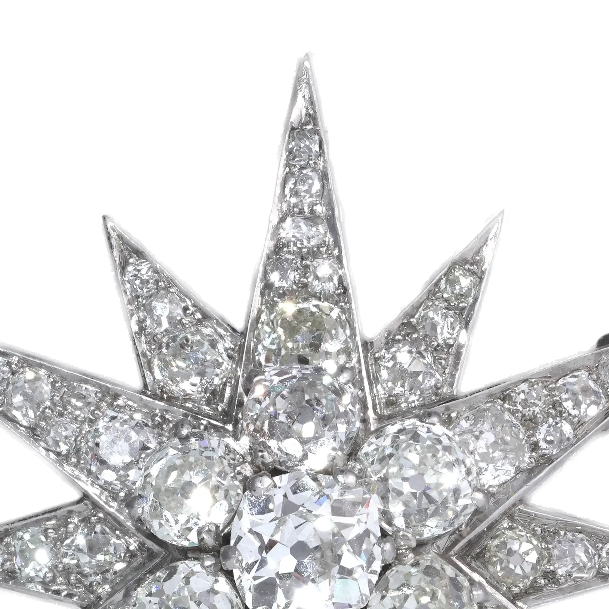 Victorian 9 Carat Gold And Silver Old Cut Diamond Star Brooch 5 CT's of Diamonds