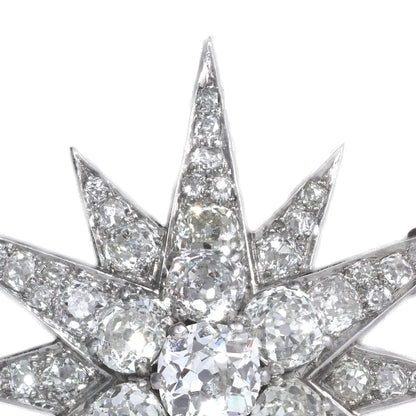 Victorian 9 Carat Gold And Silver Old Cut Diamond Star Brooch 5 CT's of Diamonds