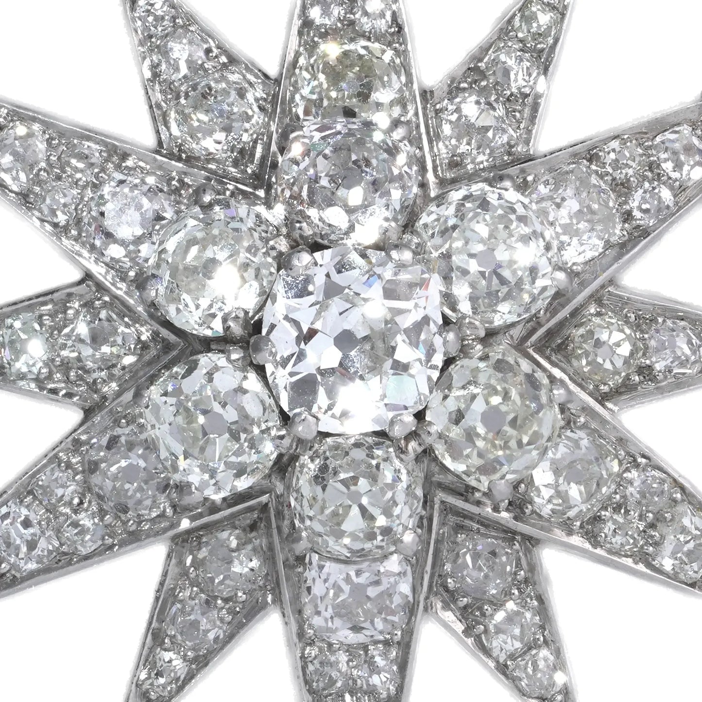 Victorian 9 Carat Gold And Silver Old Cut Diamond Star Brooch 5 CT's of Diamonds