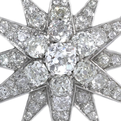 Victorian 9 Carat Gold And Silver Old Cut Diamond Star Brooch 5 CT's of Diamonds