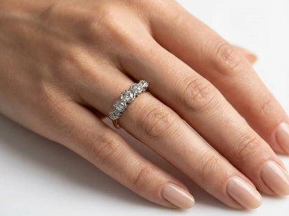 Art Deco 18 Carat Gold And Platinum Old-Cut Diamond Five-Stone Engagement Ring (c. 1920's)