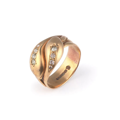 Edwardian Snake Diamond Ring, 18 Carat Gold, Birmingham 1915