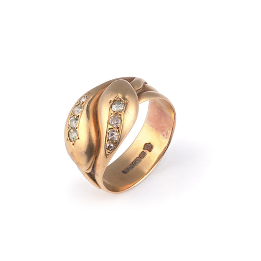 Edwardian Snake Diamond Ring, 18 Carat Gold, Birmingham 1915