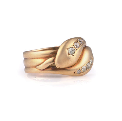 Edwardian Snake Diamond Ring, 18 Carat Gold, Birmingham 1915