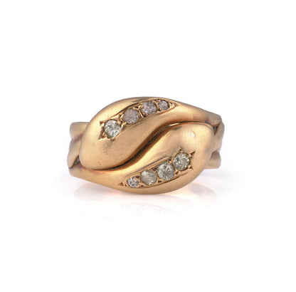 Edwardian Snake Diamond Ring, 18 Carat Gold, Birmingham 1915