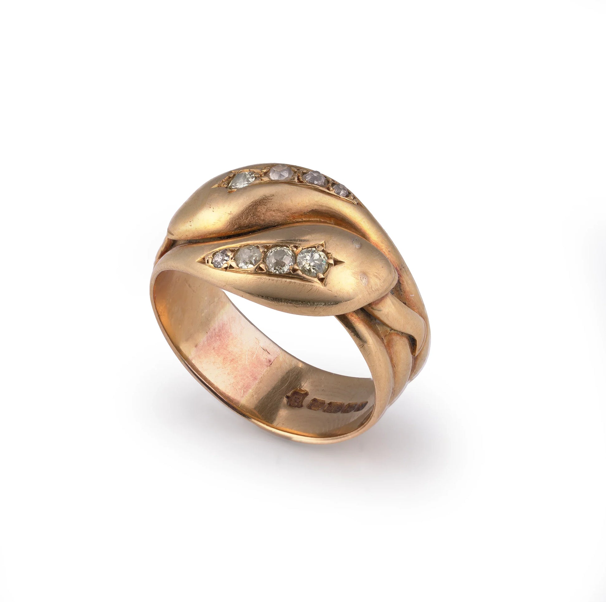 Edwardian Snake Diamond Ring, 18 Carat Gold, Birmingham 1915