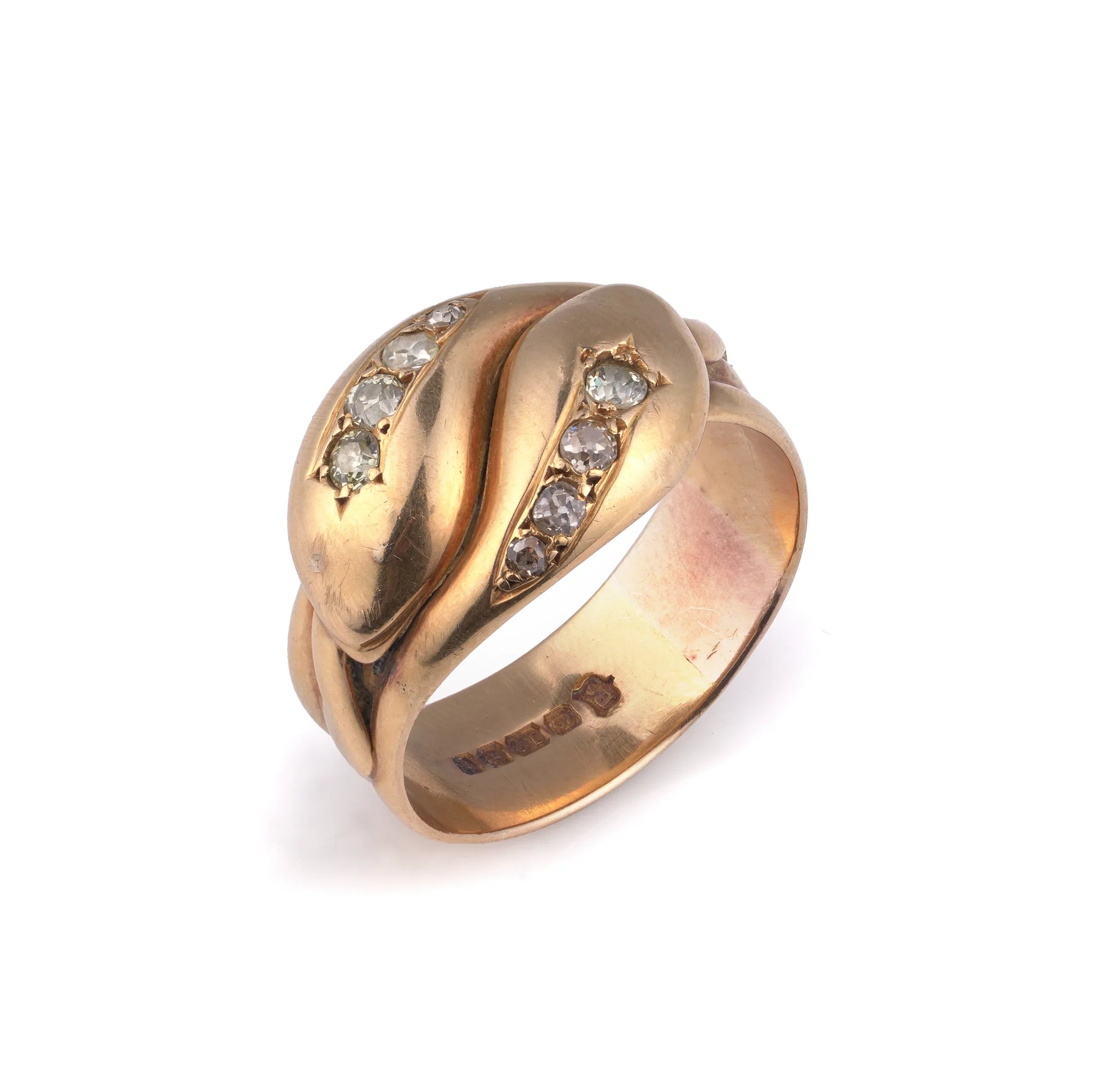 Edwardian Snake Diamond Ring, 18 Carat Gold, Birmingham 1915