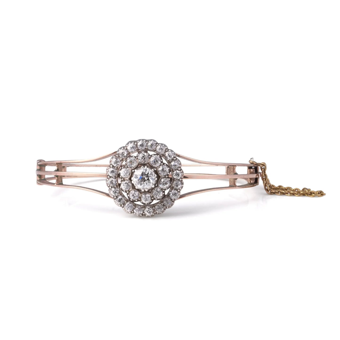 Antique Victorian Old Cut Diamond Bangle 9 Carat Gold 2.10 ct