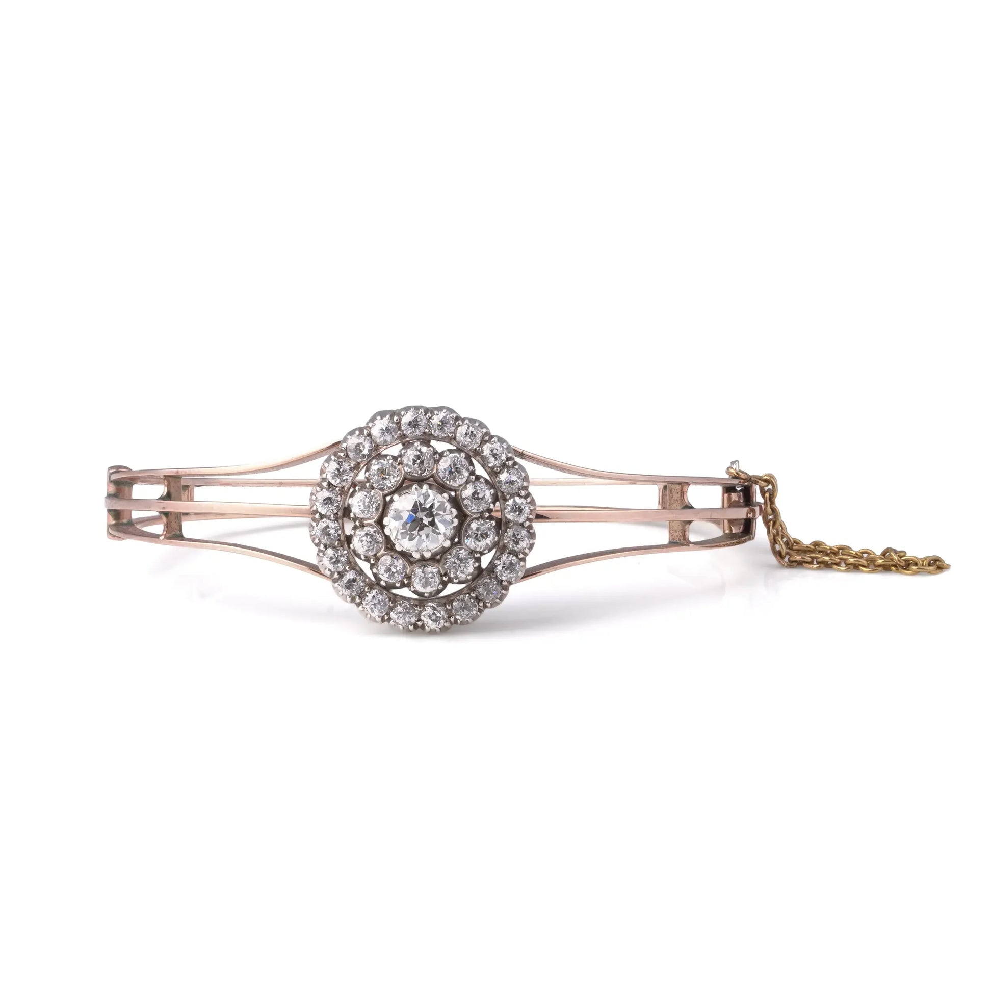 Antique Victorian Old Cut Diamond Bangle 9 Carat Gold 2.10 ct