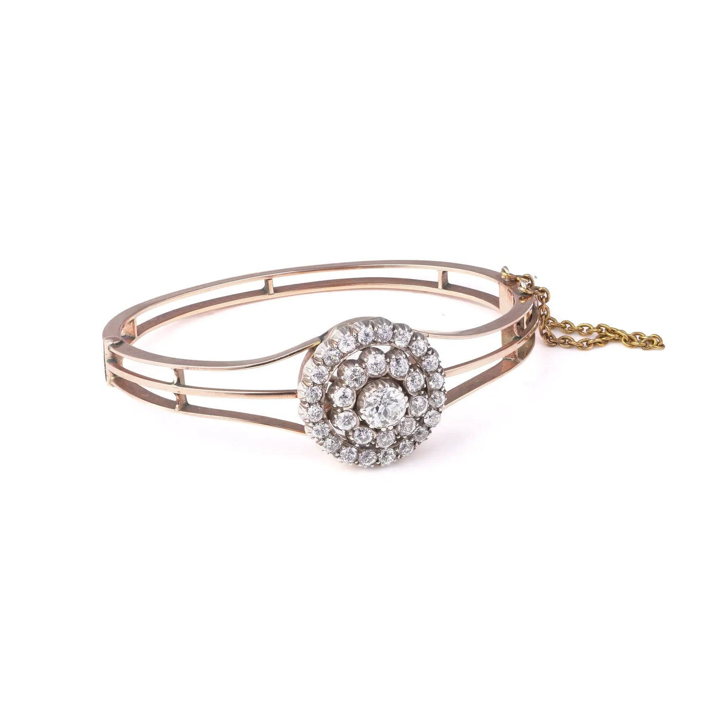 Antique Victorian Old Cut Diamond Bangle 9 Carat Gold 2.10 ct