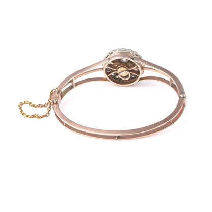 Antique Victorian Old Cut Diamond Bangle 9 Carat Gold 2.10 ct