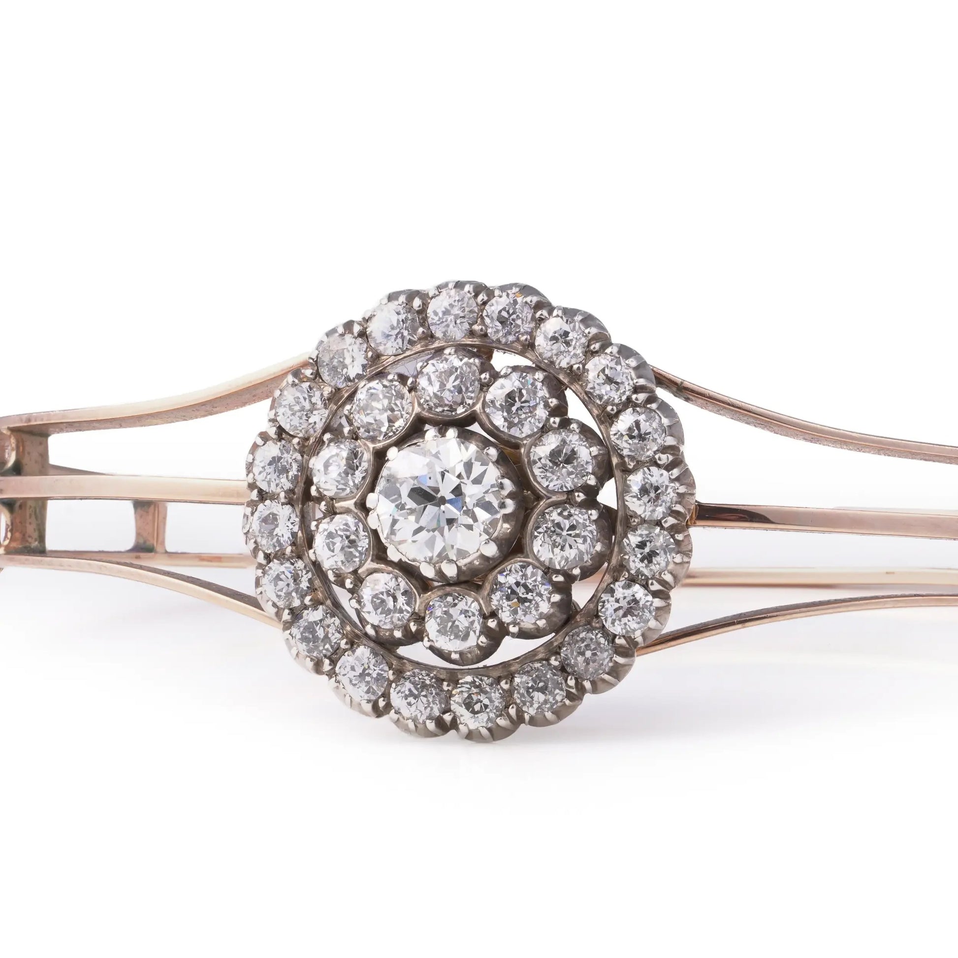 Antique Victorian Old Cut Diamond Bangle 9 Carat Gold 2.10 ct