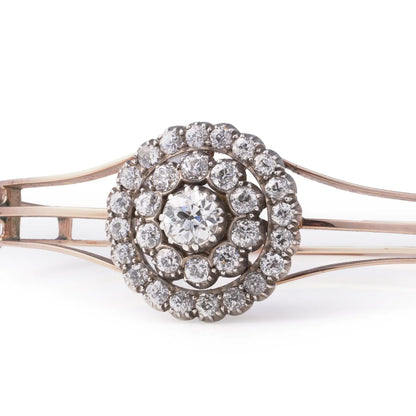Antique Victorian Old Cut Diamond Bangle 9 Carat Gold 2.10 ct