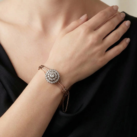 Antique Victorian Old Cut Diamond Bangle 9 Carat Gold 2.10 ct