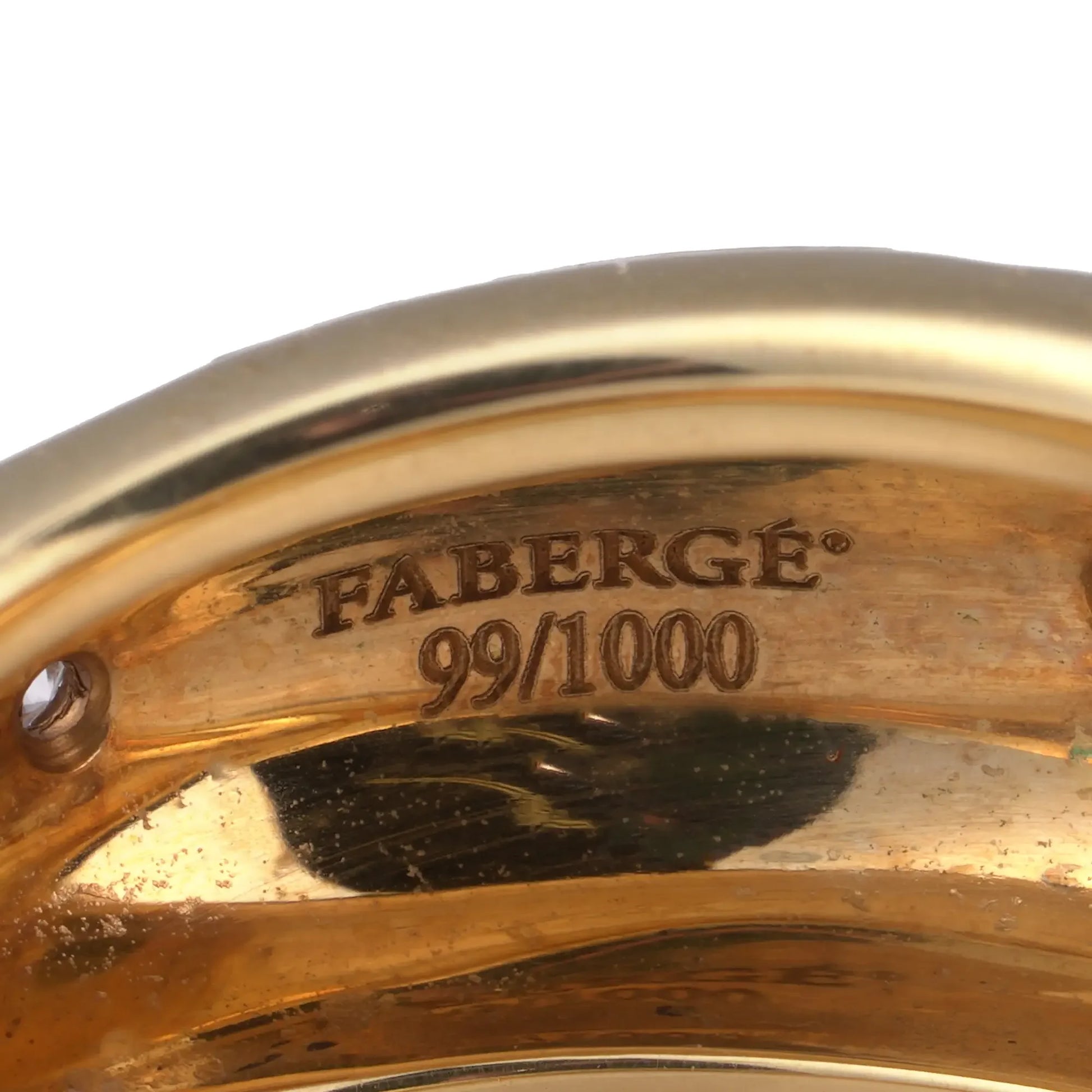 Faberge Limited Edition Diamond And Red Enamel Gold Ring With Box & Papers