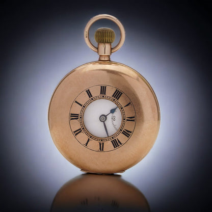 Antique 9ct Rose Gold Half Hunter Pocket Watch