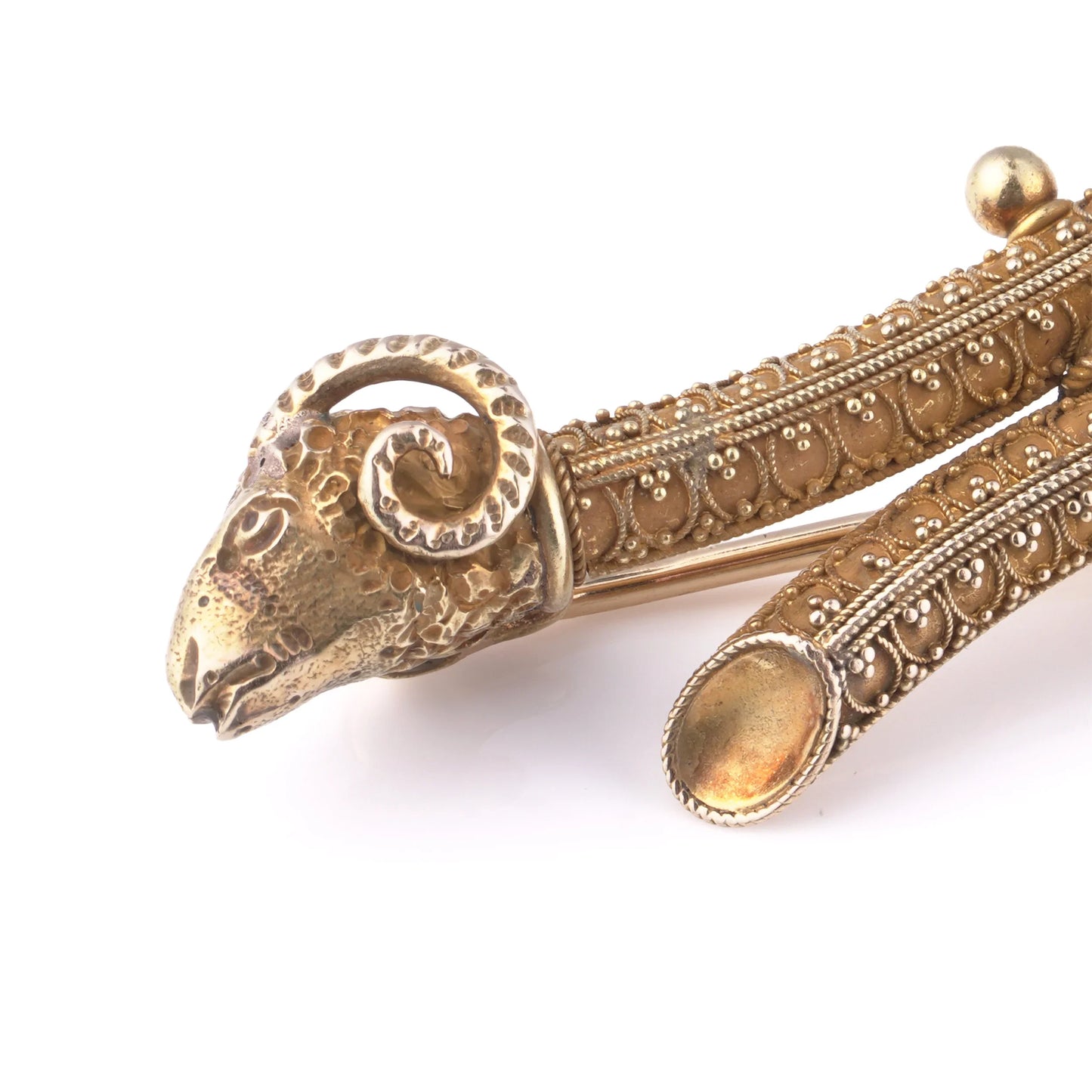 Victorian 18 Carat Gold Ram’s Head Lapis Lazuli Brooch