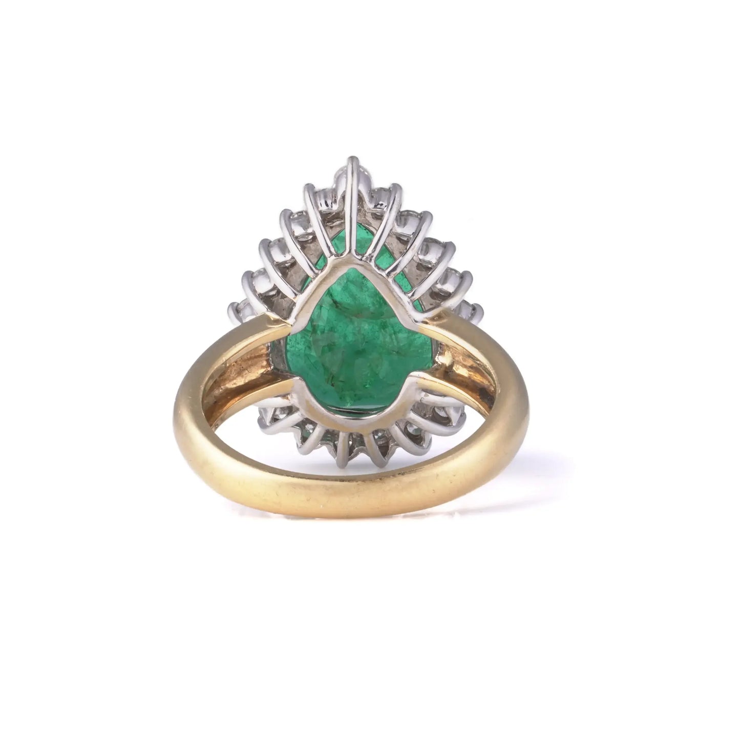 Vintage 18 Carat Gold Cluster Ring With 6 ct Natural Emerald And Diamonds