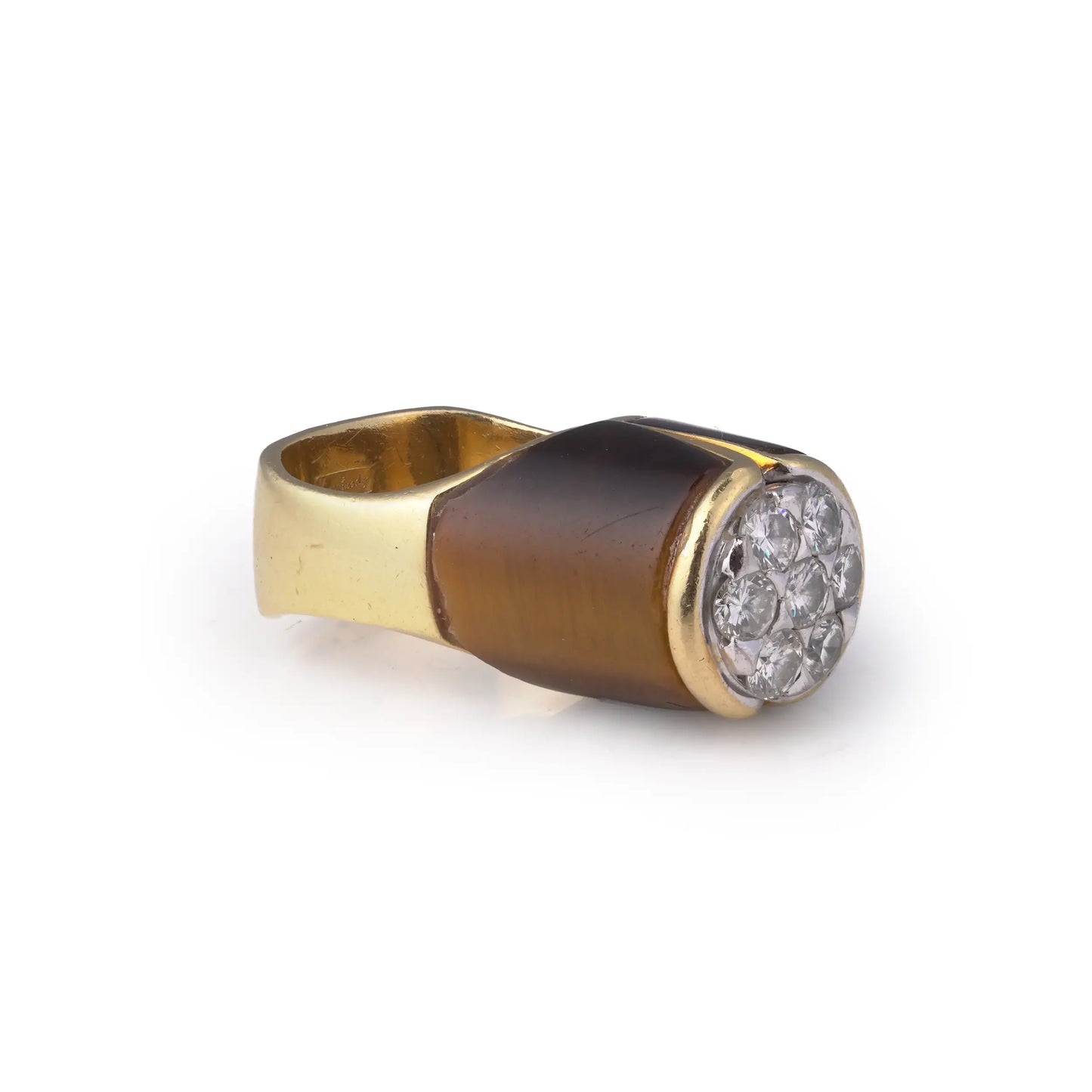 Vintage Kutchinsky Tiger’s Eye And Diamond Ring 1970's