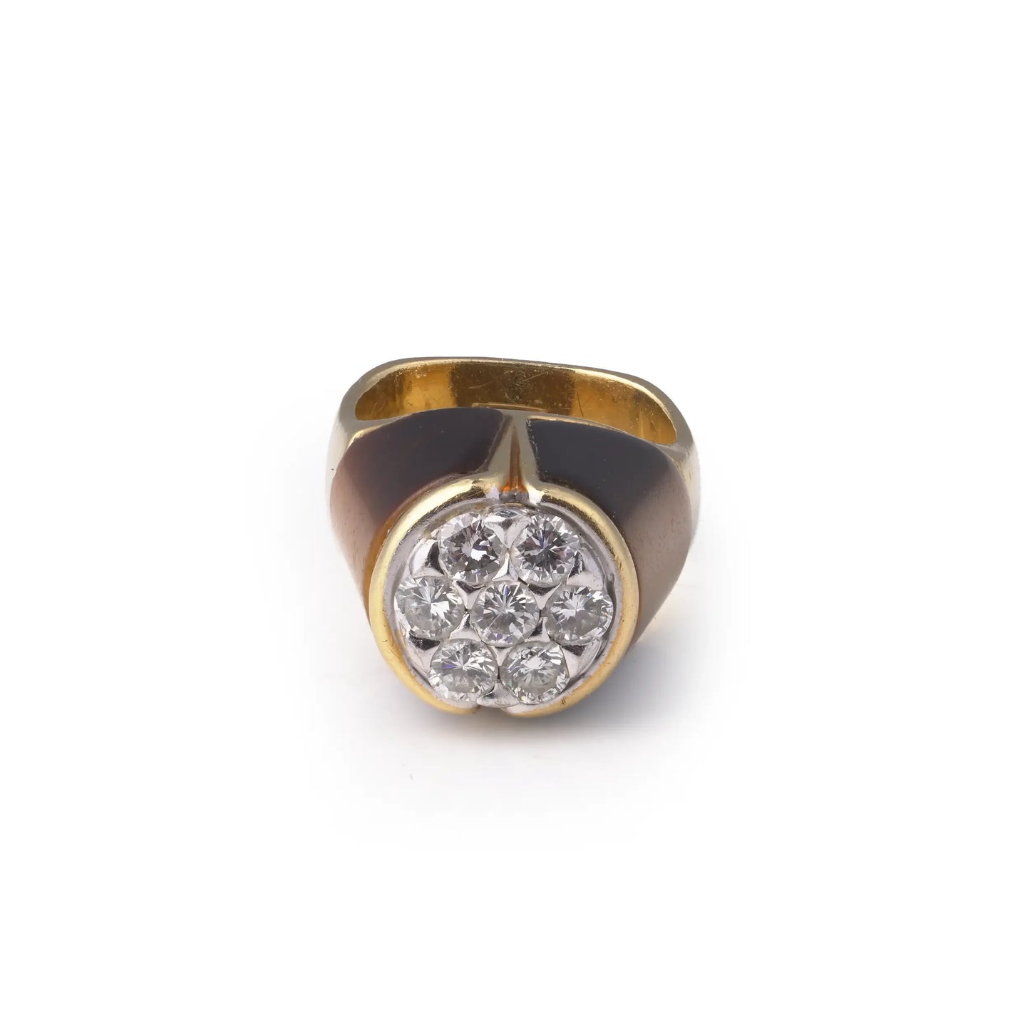 Vintage Kutchinsky Tiger’s Eye And Diamond Ring 1970's