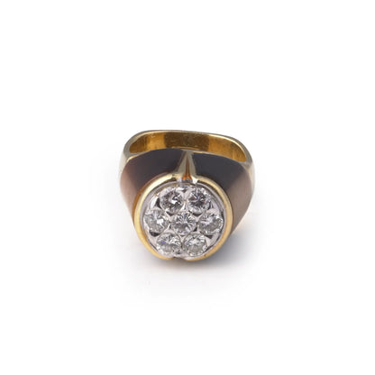 Vintage Kutchinsky Tiger’s Eye And Diamond Ring 1970's