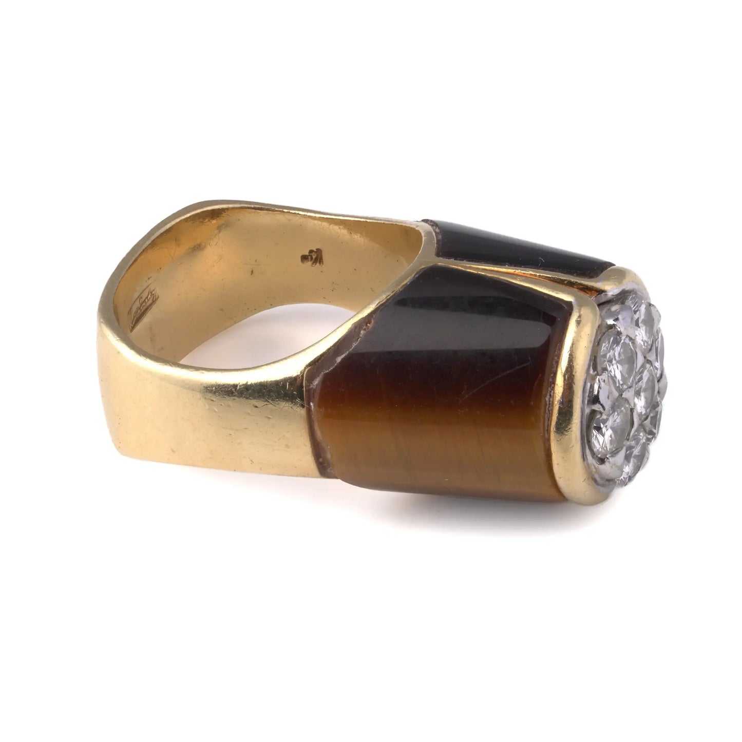 Vintage Kutchinsky Tiger’s Eye And Diamond Ring 1970's