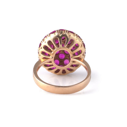 Vintage Ruby Cluster Ring 18 Carat Gold 5.4 ct Rubies