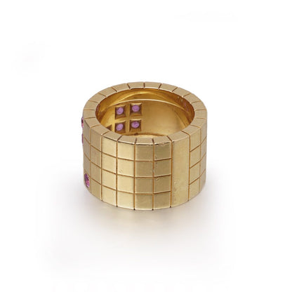 Vintage Cartier Lanieres 18 Carat Yellow Gold Diamond And Pink Sapphire Ring