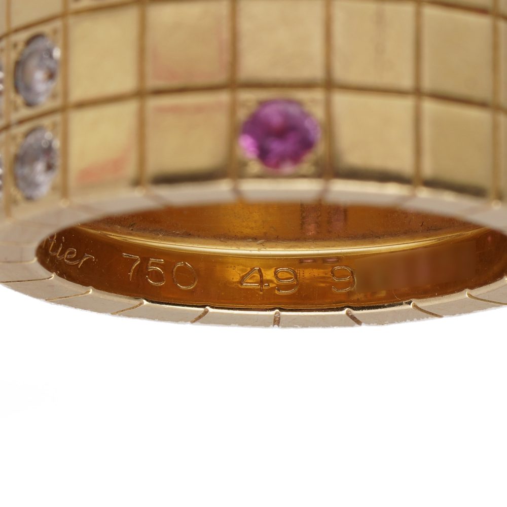 Vintage Cartier Lanieres 18 Carat Yellow Gold Diamond And Pink Sapphire Ring