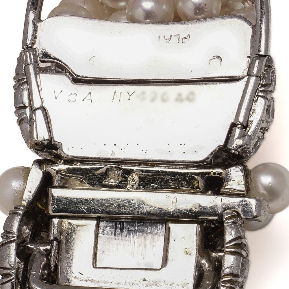 Van Cleef & Arpels Multi -Strand Pearl And Diamond Bracelet in Platinum
