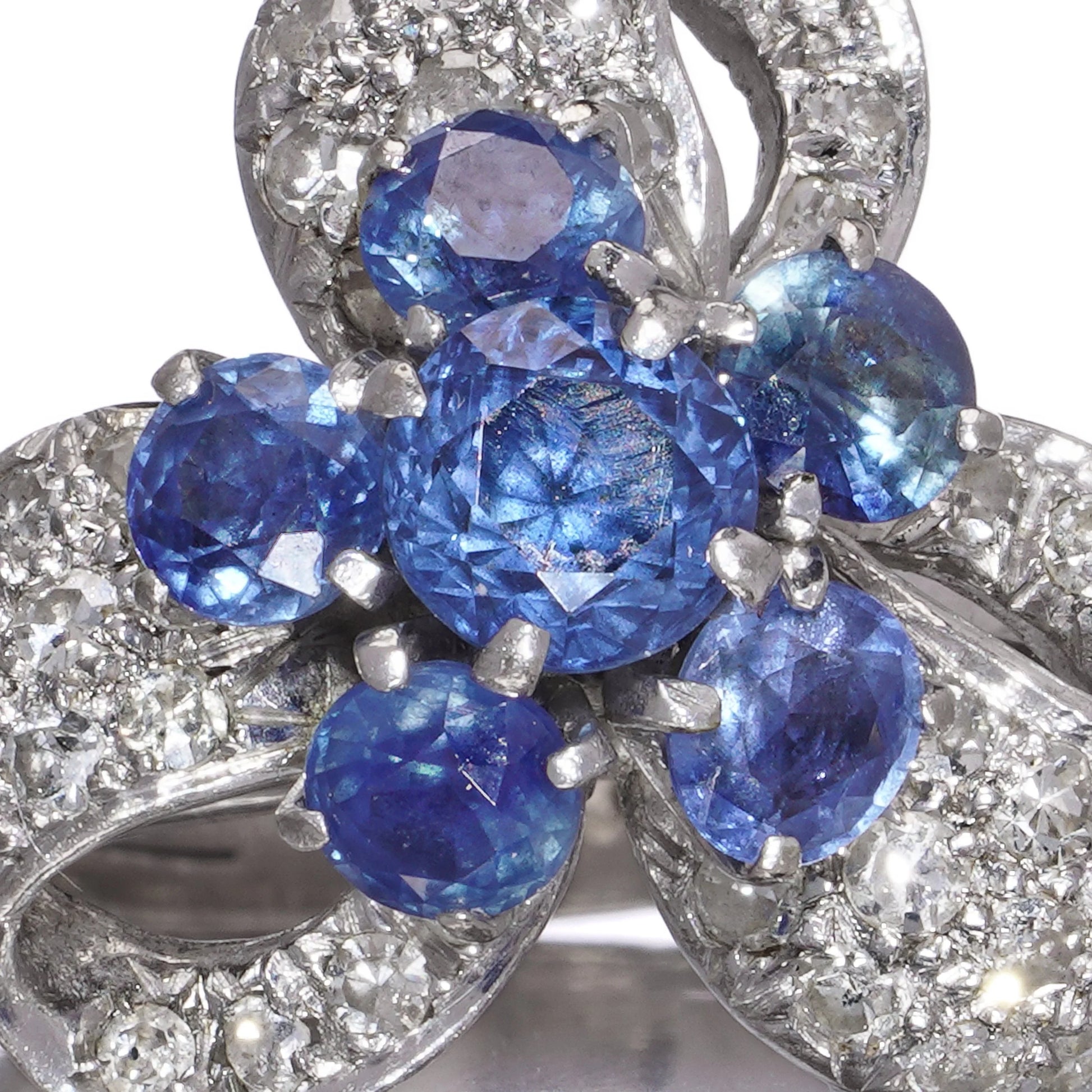 2.25ct Sapphire and Diamond Cluster Ribbon Ring