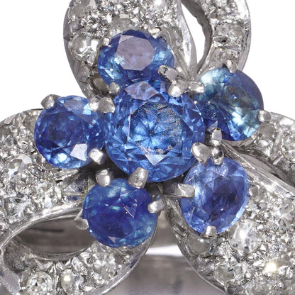 2.25ct Sapphire and Diamond Cluster Ribbon Ring