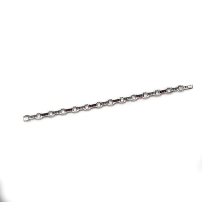 Cartier Vintage Diamond And Ruby Bracelet In Platinum