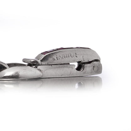 Cartier Vintage Diamond And Ruby Bracelet In Platinum