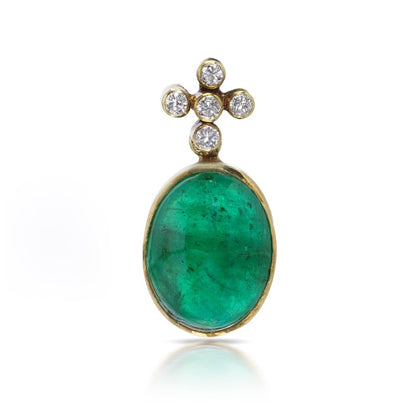 Vintage 7.30ct Zambian Emerald and Diamond Pendant