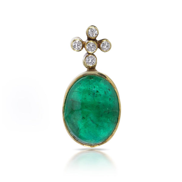 Vintage 7.30ct Zambian Emerald and Diamond Pendant