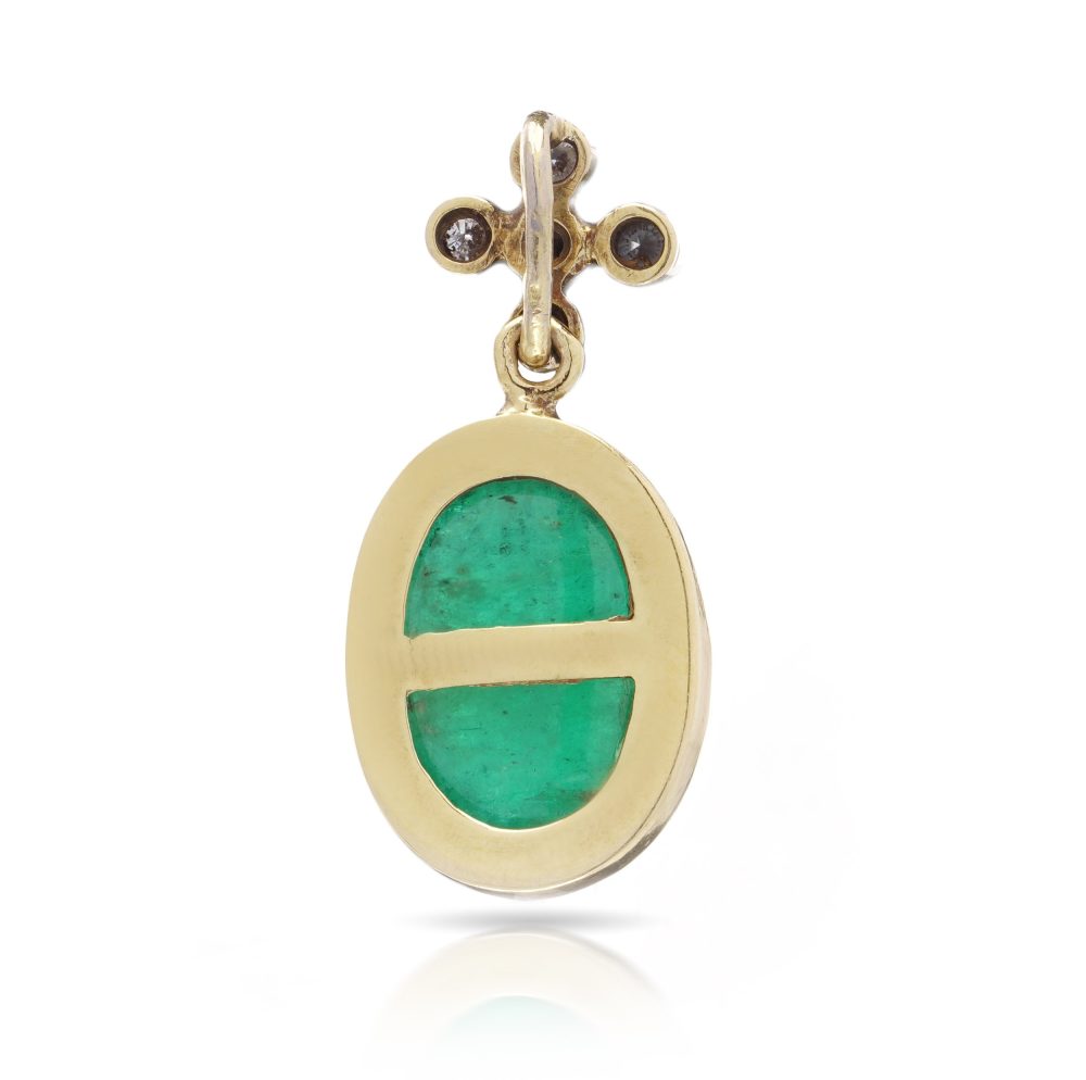 Vintage 7.30ct Zambian Emerald and Diamond Pendant