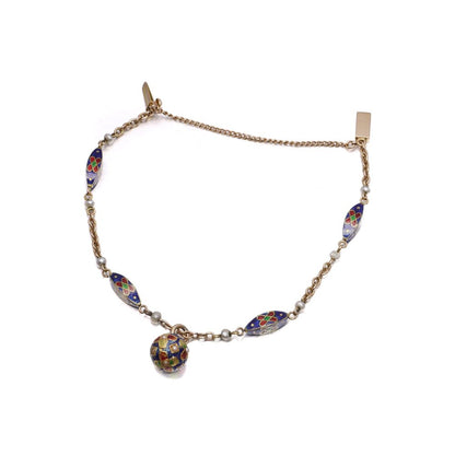 Antique 15 Carat Yellow Gold Enamel And Pearl Bracelet With Orb Pendant