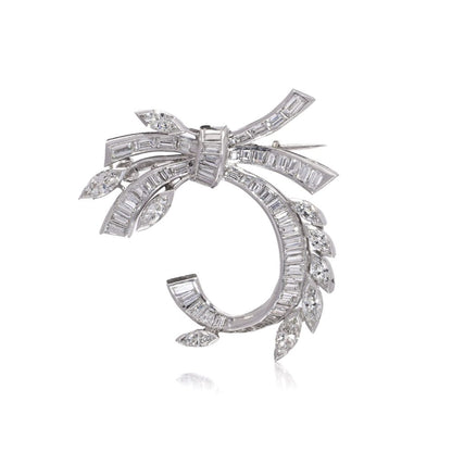 Vintage Diamond Brooch In Platinum