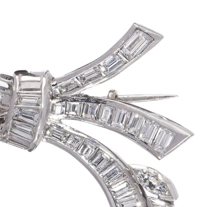 Vintage Diamond Brooch In Platinum