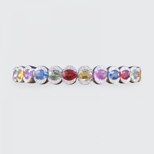Multi-Coloured 17.60ct Sapphire and Diamond Bracelet
