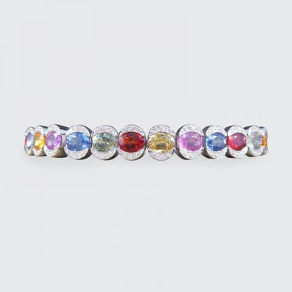 Multi-Coloured 17.60ct Sapphire and Diamond Bracelet