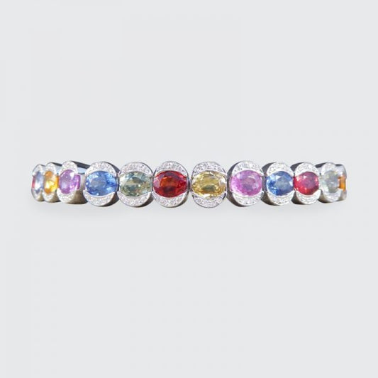 Multi-Coloured 17.60ct Sapphire and Diamond Bracelet