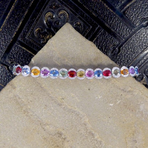 Multi-Coloured 17.60ct Sapphire and Diamond Bracelet