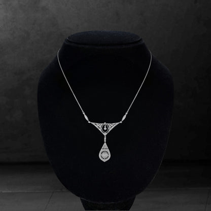 Diamond Cluster Drop Pendant Necklace in 18ct White Gold