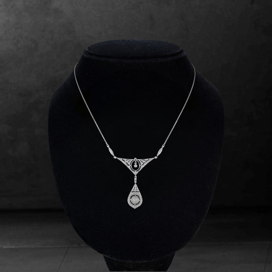 Diamond Cluster Drop Pendant Necklace in 18ct White Gold