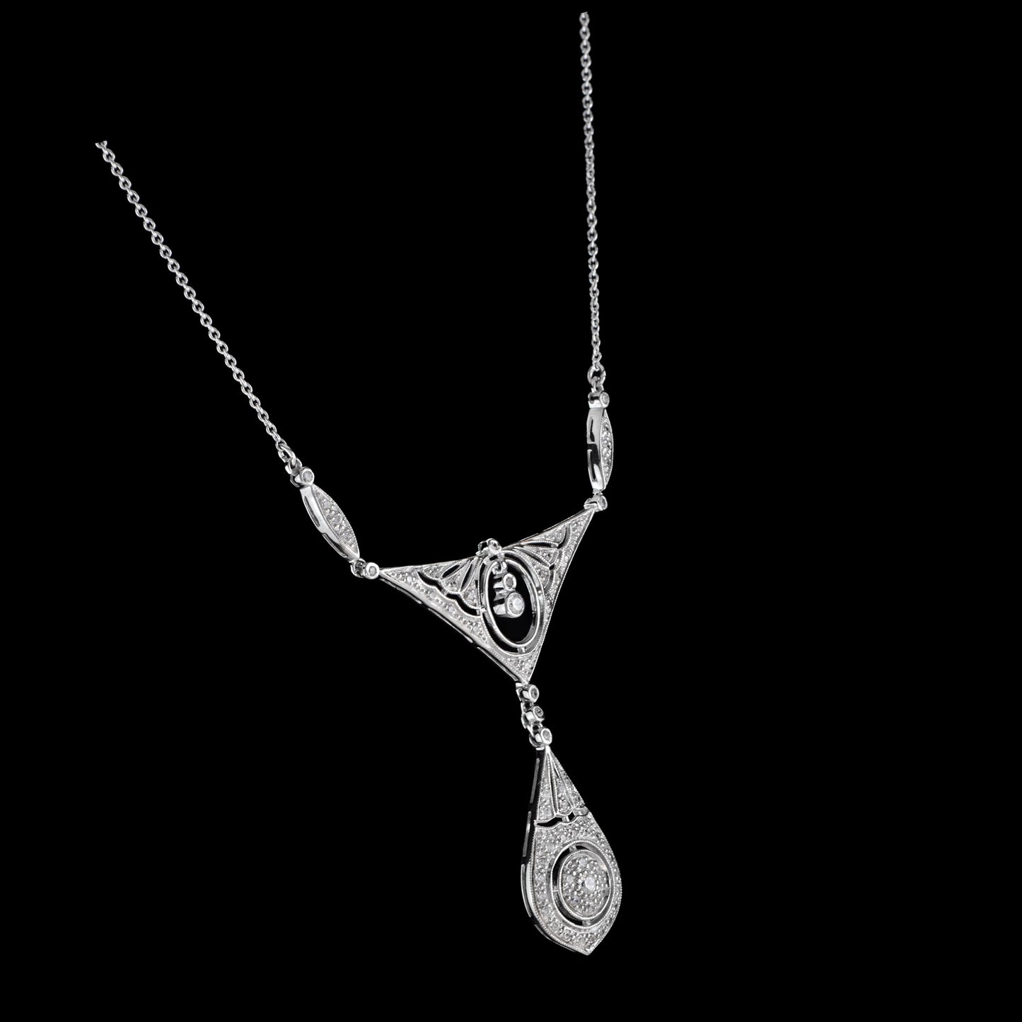 Diamond Cluster Drop Pendant Necklace in 18ct White Gold