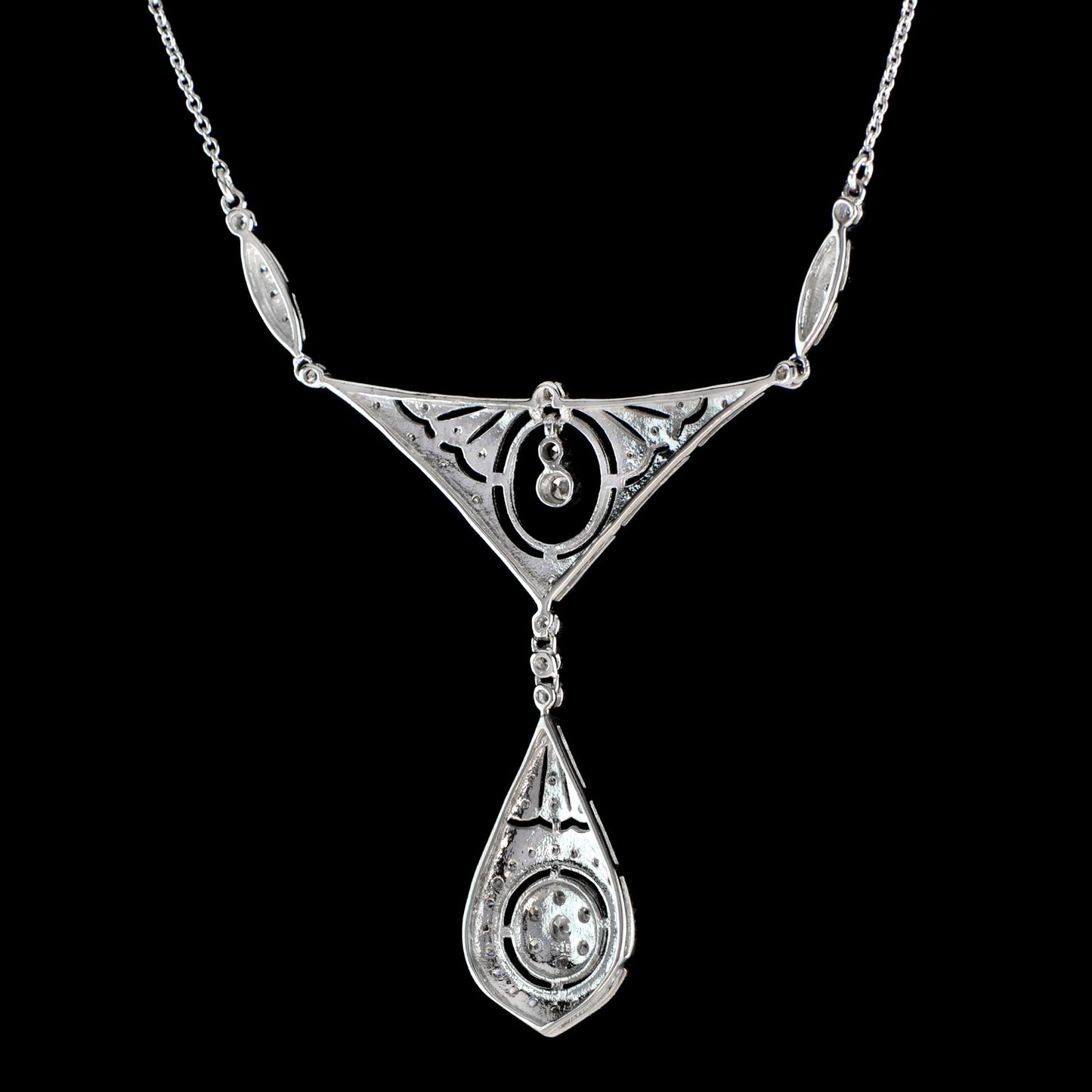 Diamond Cluster Drop Pendant Necklace in 18ct White Gold
